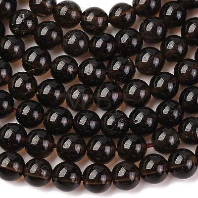 Natural Smoky Quartz Round Beads Strands X-G-E329-6mm-38-1