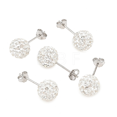 Gifts for Her Valentines Day 925 Sterling Silver Austrian Crystal Rhinestone Ball Stud Earrings for Girl Q286H011-1