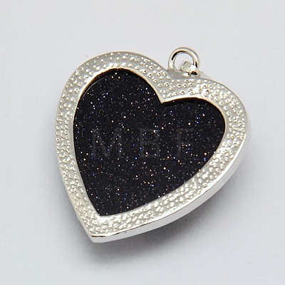 Heart Synthetic Blue Goldstone Pendants GP356-6-1