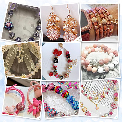 12Pcs Polymer Clay Rhinestone Beads RB-PH0001-46-1