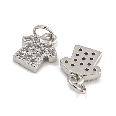 Rack Plating Brass Micro Pave Clear Cubic Zirconia Charms KK-U030-20P-1