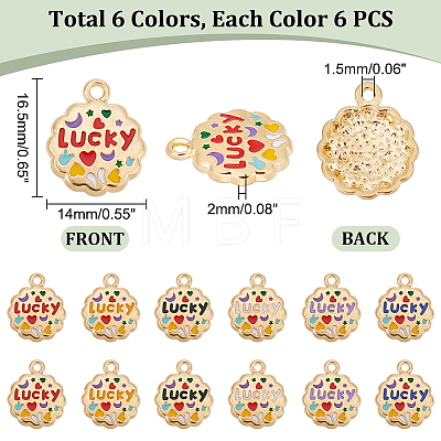   36Pcs 6 Colors Alloy Pendants ENAM-PH0002-29-1