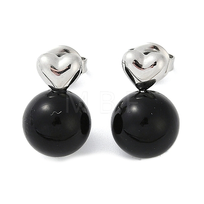 304 Stainless Steel Enamel Stud Earrings EJEW-G423-11P-1