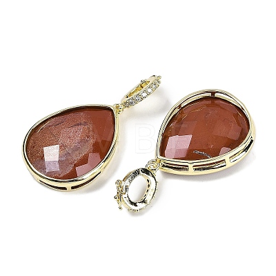 Natural Red Jasper Faceted Teardrop Pendants G-B126-04G-03-1