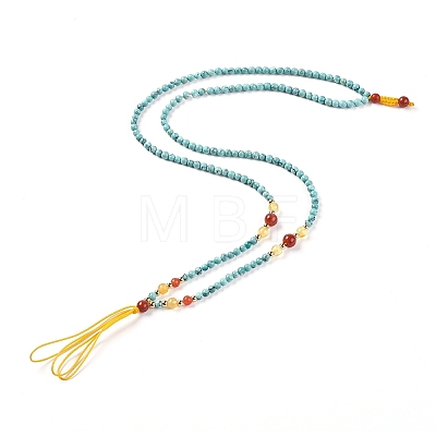 Adjustable Natural Turquoise Beaded Necklace Making MAK-G012-02-1