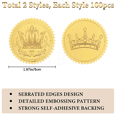 CRASPIRE 50 Sheets 2 Styles Self Adhesive Gold Foil Embossed Stickers DIY-CP0010-49-1