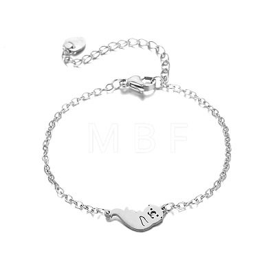 304 Stainless Steel Polar Bear Link Bracelets WG1BBC9-01-1
