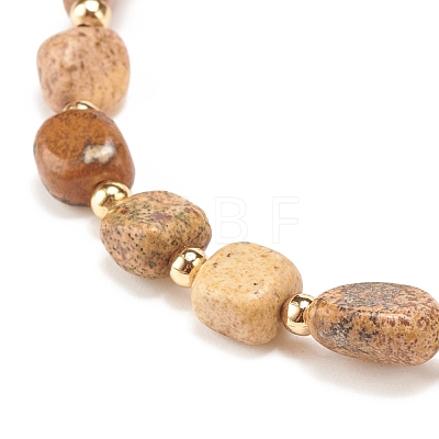 Natural Picture Jasper Round Beaded Stretch Bracelet BJEW-JB08197-02-1