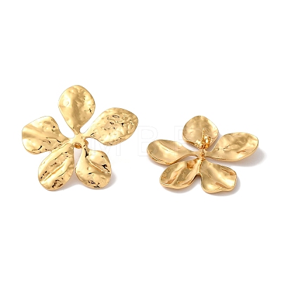 Textured Flower Ion Plating(IP) 304 Stainless Steel Stud Earrings for Women EJEW-L287-037G-1