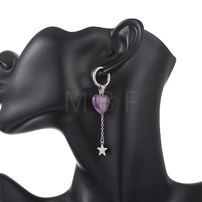 Valentine's Day Heart 304 Stainless Steel Hoop Earrings EJEW-TA00799-03-1
