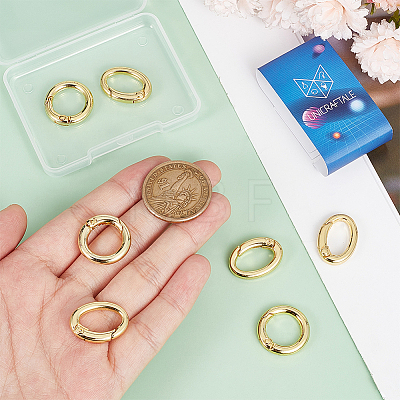 Rack Plating Brass Spring Gate Rings KK-UN0003-05B-1