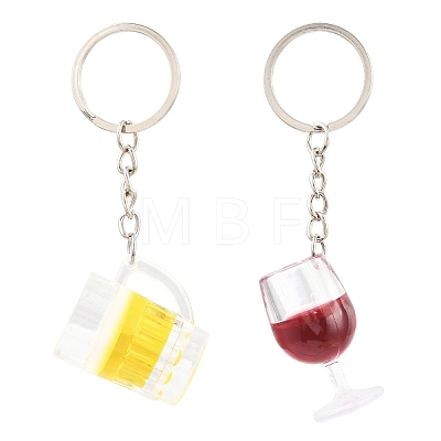 2Pcs 2 Colors Transparent Resin Drink Keychains KEYC-YW00240-1