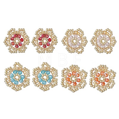 Flower Glass Seed Bead Stud Earrings EJEW-MZ00668-1