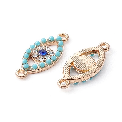 Alloy Connector Charms with Capri Blue Rhinestone and Synthetic Turquoise FIND-YW0003-50-1
