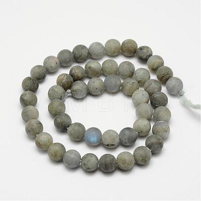 Natural Labradorite Frosted Bead Strands G-O155-04A-4mm-1