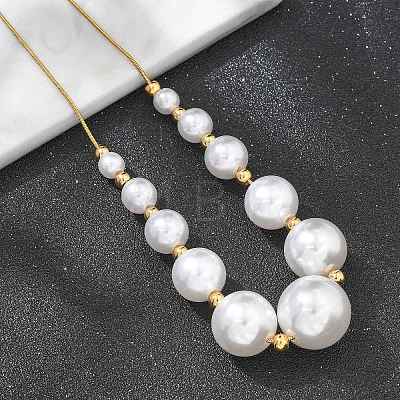 Round Plastic Imitation Pearl
Stud Earrings & Necklaces Sets SJEW-Q001-01G-1