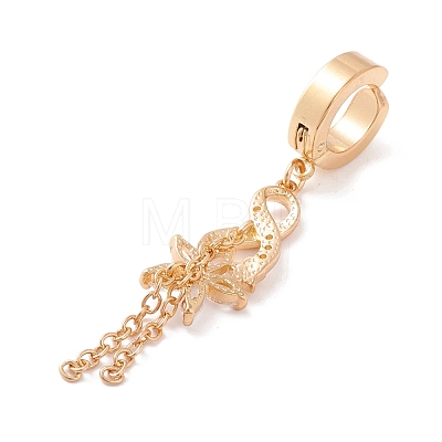 Infinity and Flower Cubic Zirconia Charm Belly Ring AJEW-F057-08G-1