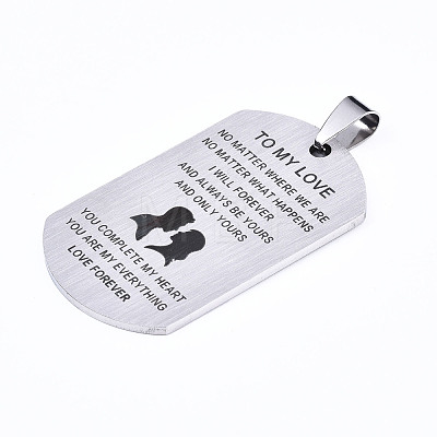 201 Stainless Steel Quote Pendants STAS-T044-233P-1