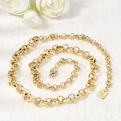8MM Brass Rolo Chain Necklaces NJEW-L013-12G-1