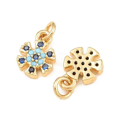 Brass Micro Pave Cubic Zirconia Charms KK-Q085-05G-G-1