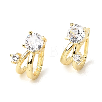 Brass Micro Pave Cubic Zirconia Cuff Earrings CU-CBAE7DF-36G-1