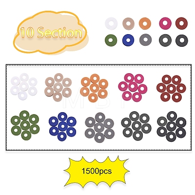 1500Pcs 10 Colors Dark Colors Handmade Polymer Clay Beads CLAY-YW0001-37B-1