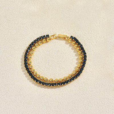 Elegant Brass Micro Pave Cubic Zirconia Tennis Bracelets DE3220-7-1