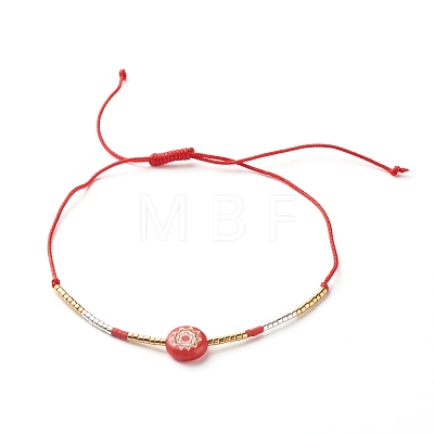 Crystal Sunflower Handmade Millefiori Glass Beads Bracelets for Girl Women BJEW-JB06750-1