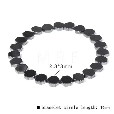 Synthetic Non-magnetic Hematite Beads Stretch Bracelets for Men RL7655-1-1