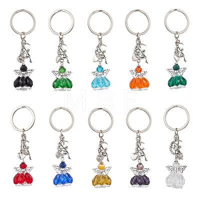 Glass & Tibetan Style Alloy Keychain KEYC-MZ00037-1