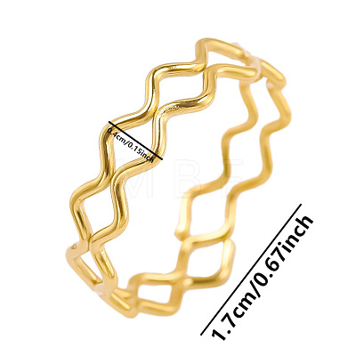 304 Stainless Steel Wave Round Ring FX7669-2-1