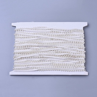 Plastic Imitation Pearl Beads Ribbon FIND-WH0043-55-1