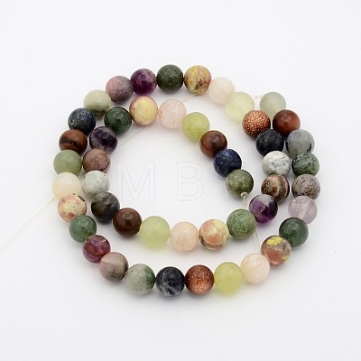 Natural & Synthetic Mixed Gemstone Beads Strands G-P070-26-8mm-1