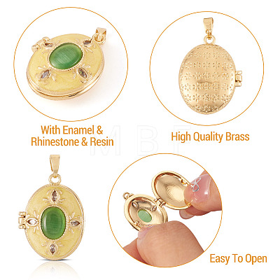 1Pc Brass Enamel Locket Pendants FIND-TA0010-71D-1
