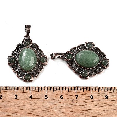 Natural Green Aventurine Rhombus Pendants G-K363-02R-01-1