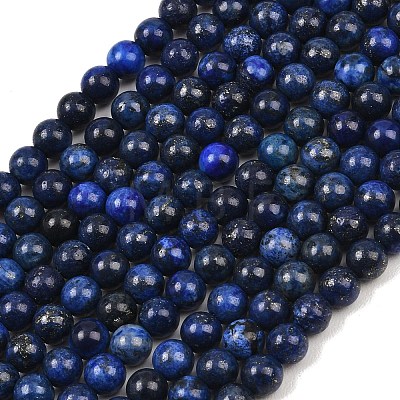 Dyed Natural Lapis Lazuli Round Beads Strands G-M169-6mm-05-1