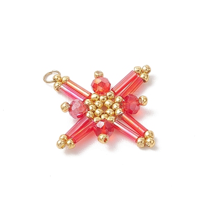 Glass Beaded Pendants PALLOY-MZ01161-02-1