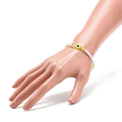 Resin Evil Eye & Acrylic Beaded Stretch Bracelet for Women BJEW-JB08609-02-1