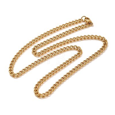 Ion Plating(IP) 304 Stainless Steel Cuban Link Chain Necklaces NJEW-L173-024G-02-1