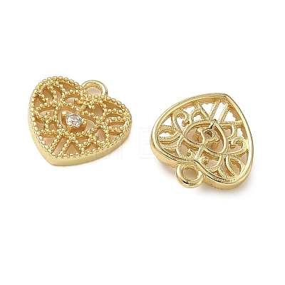 Brass Micro Pave Clear Cubic Zirconia Charms KK-CBA74BF-08G-1