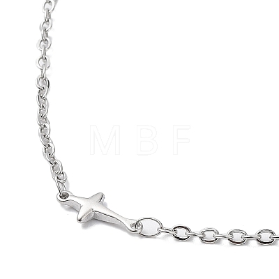 304 Stainless Steel Cross Link Chain Necklace NJEW-K249-06P-1