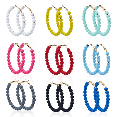 9 Pairs 9 Colors Acrylic Hoop Earrings EJEW-DC0001-52-1