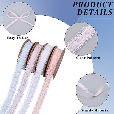 4 Rolls 4 Colors Polyester Lace Trims OCOR-GF0004-66-1