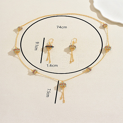 Bohemian Lantern Tassels Brass Earrings & Necklaces Set for Wedding and Party DF0929-1