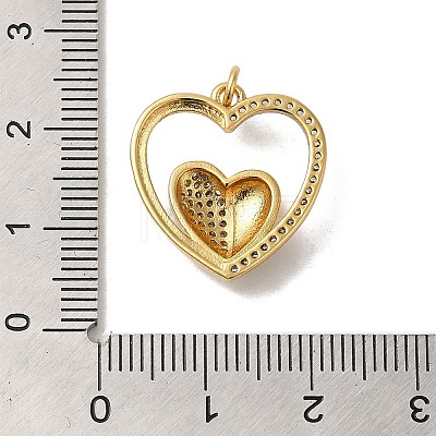 Heart Rack Plating Brass Micro Pave Clear Cubic Zirconia Pendants KK-K377-53G-1
