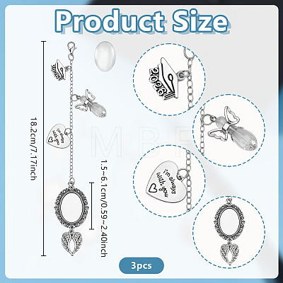 3Pcs Heart with Angel Alloy Pendant Decorations HJEW-OC00376-1