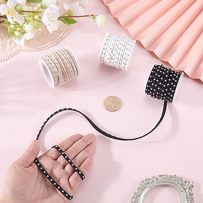 3 Rolls 3 Colors Flat Faux Suede Cord with Alloy Rivets LW-CL0001-08B-1