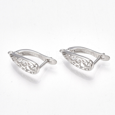 Brass Hoop Earring Findings with Latch Back Closure KK-S350-070P-1