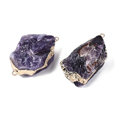 Raw Rough Natural Amethyst Nuggets Connector Charms G-Q606-08D-1