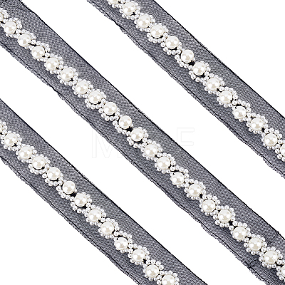 2Yards Netting Fabric Beaded Trim Ribbon OCOR-ME0001-64A-02-1